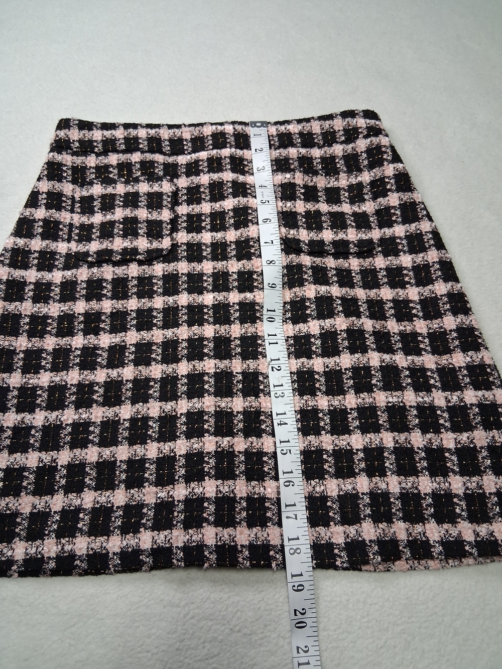Checked Bouclé Mini Skirt in Pink and Black - Picture 4 of 8